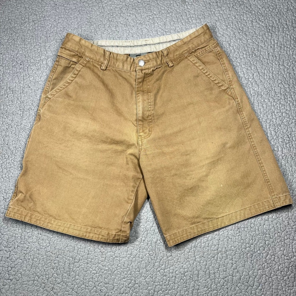 REI Mens 34 Brown Canvas Utility Shorts Organic Cotton Cargo Hiking 6350